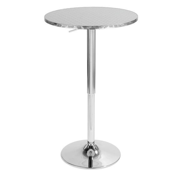 Contemporary Home Living 41" Silver Adjustable Bistro Round Bar Table
