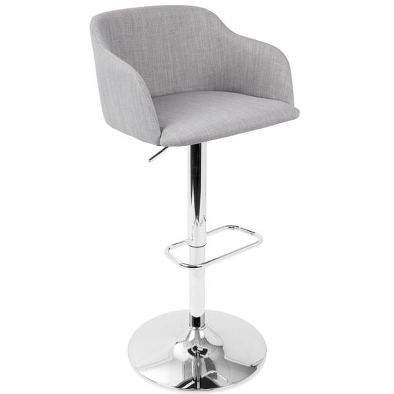 Contemporary Home Living 42" Light Gray Fabric Adjustable Swivel indoor Bar Stool