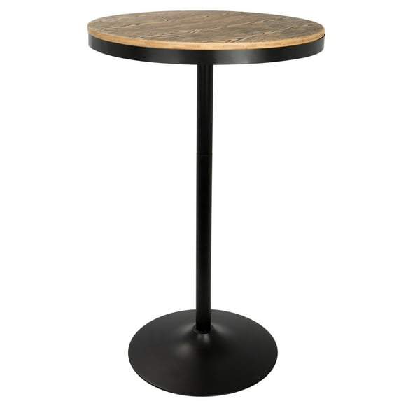 Contemporary Home Living 43” Natural Brown and Black Metal Round Dakota Industrial Adjustable Bar /