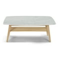 thumbnail image 1 of Contemporary Home Living 43" White and Beige Rectangular Italian Carrara Marble Coffee Table with, 1 of 9