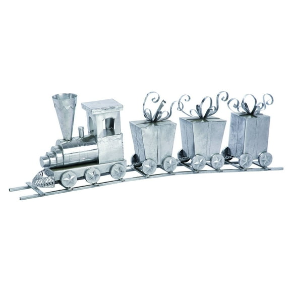 Contemporary Home Living 44" Silver and Black Presents Christmas Train Decor