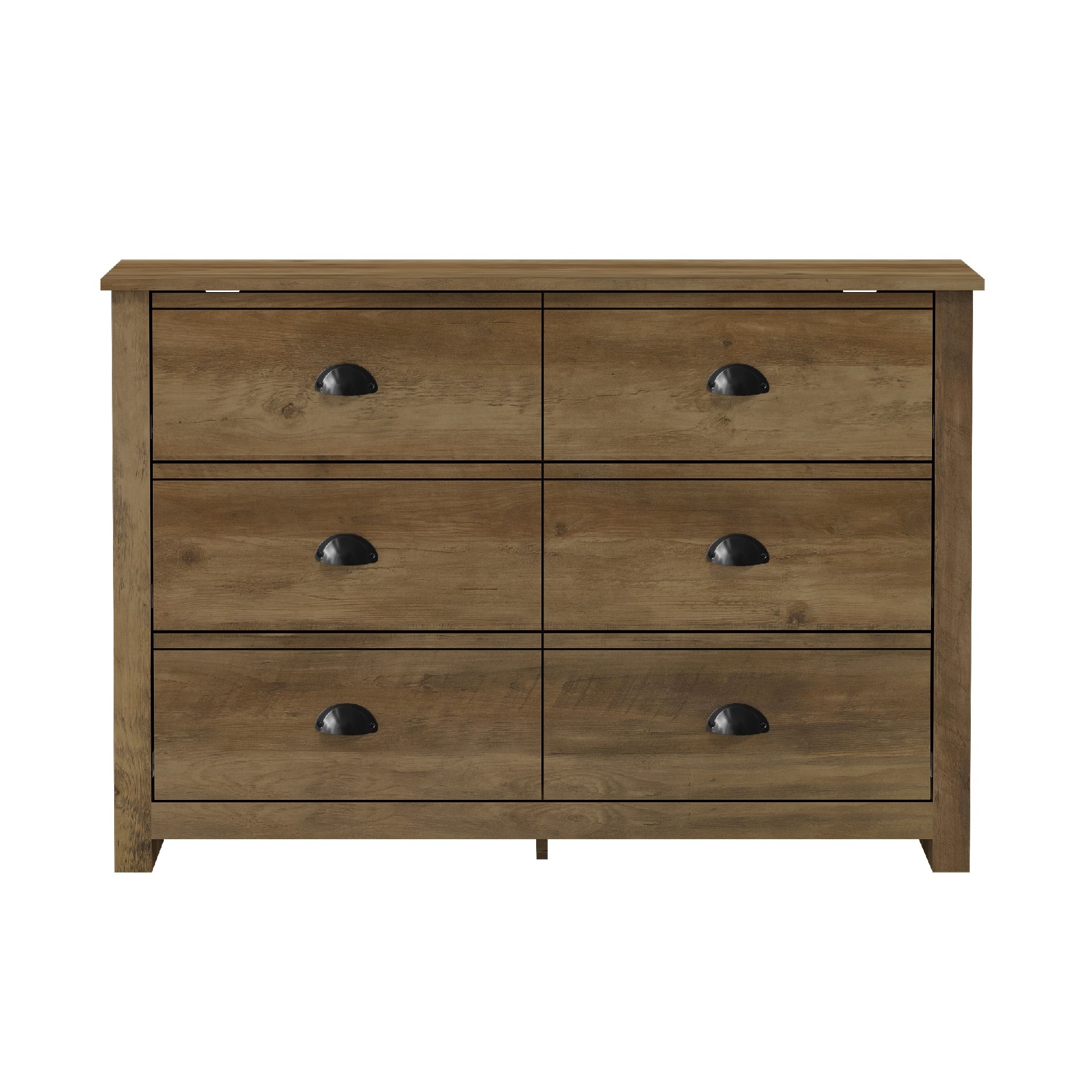 Contemporary Home Living 46.5" Brown 6Drawer Double Wood Dresser