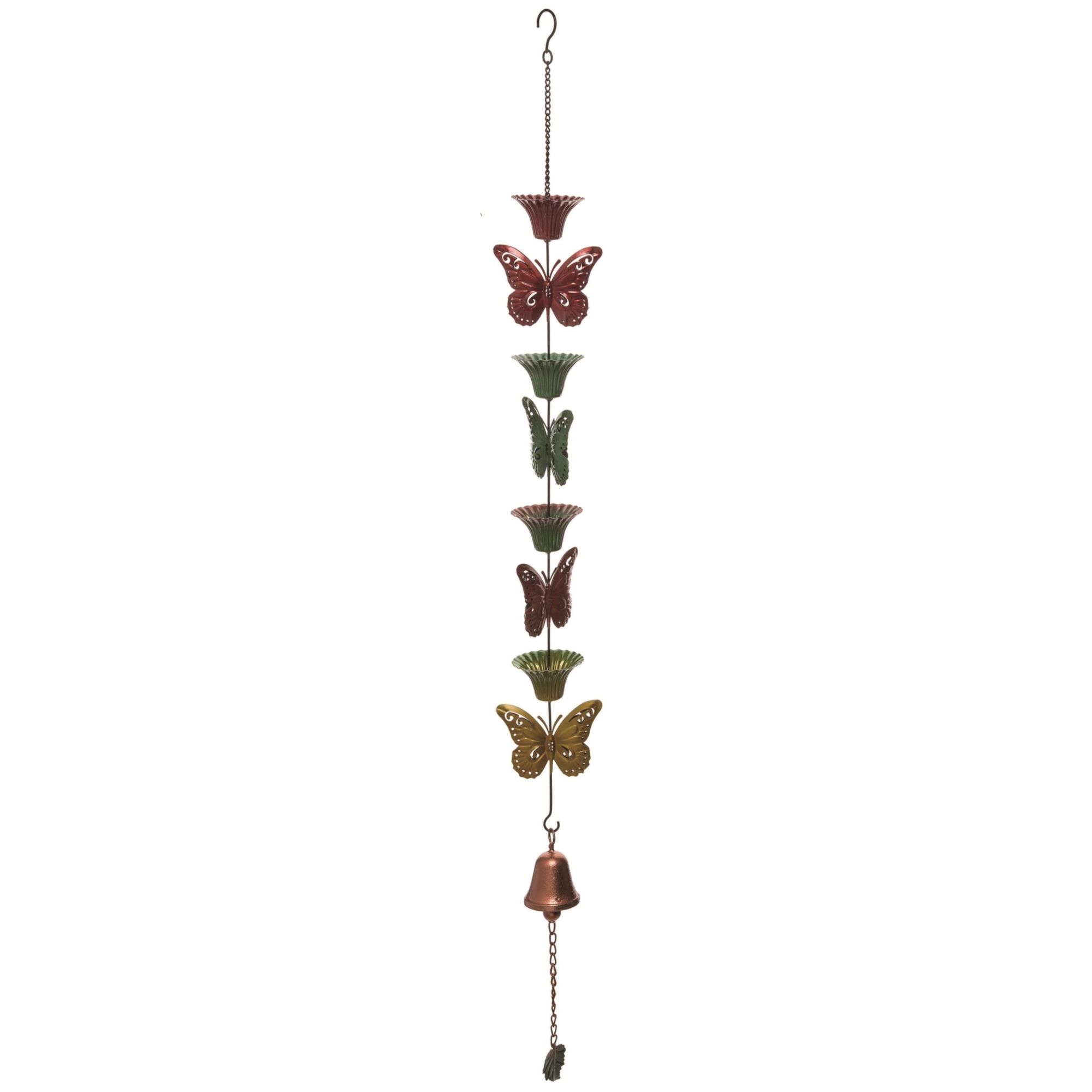 Contemporary Home Living 47.5" Bronze Spring Butterfly and Flowers Outdoor Rain Chain - image 1 of 1