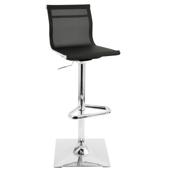 Contemporary Home Living 47" Mirage Black Swivel Adjustable Barstool with Square Base
