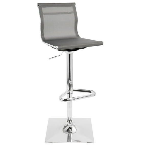 Contemporary Home Living 47" Mirage Silver Swivel Adjustable Barstool with Square Base