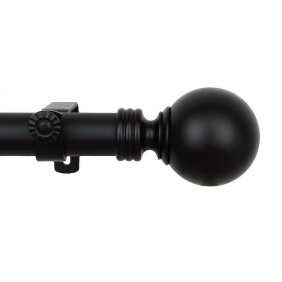 Contemporary Home Living 48"-84" Black Solid Adjustable Round Single Curtain Rod
