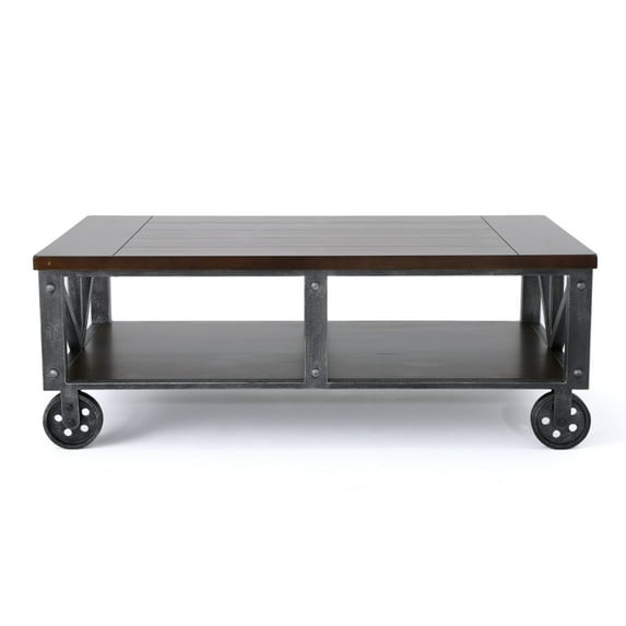 Contemporary Home Living 48" Rustic Brown and Black Rectangular Coffee Table