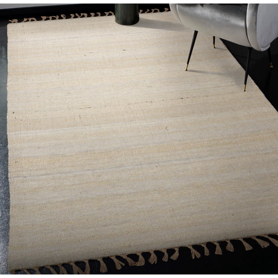 Contemporary Home Living 5.25' x 7.5' Hand-Woven Reversible Rectangular Area Throw Rug - Cream