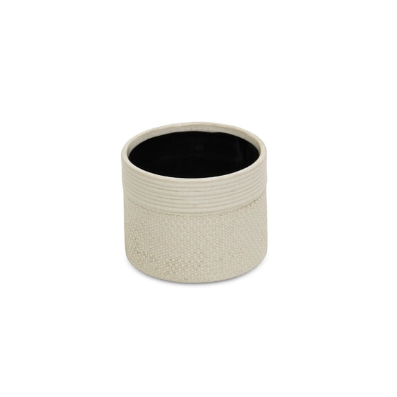 Contemporary Home Living 5.5" Beige Medium Dotted Ribbed Top Planter Pot