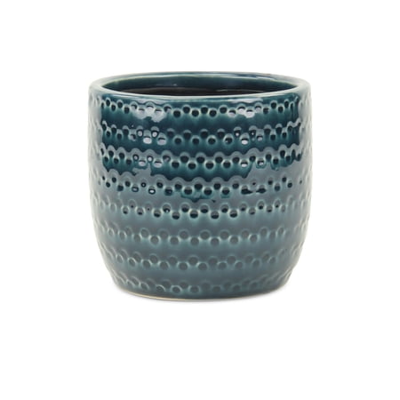 Contemporary Home Living 5.5" Blue Dotted Large Outdoor Planter Pot