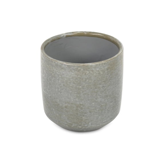 Contemporary Home Living 5.5" Gray Round Abstract Glazed Planter Pot
