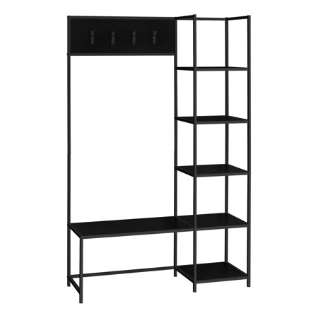 Contemporary Home Living 5.75' Black Multi-Functional Hall Entry Rack with Bench