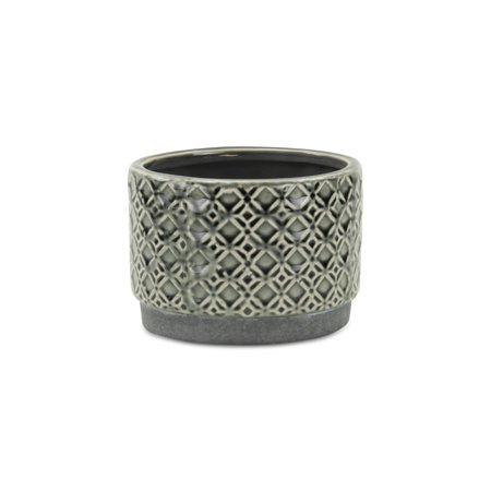 Contemporary Home Living 5.75" Small Gray Matte Lattice Outdoor Planter Pot