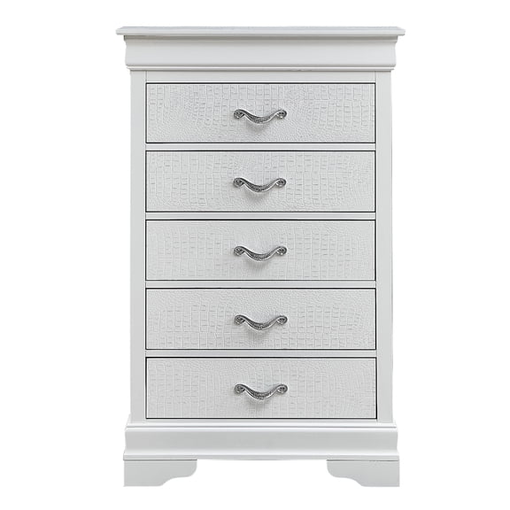Contemporary Home Living 5-Drawer Textured Wooden Bedroom Chest - 48" - Silver