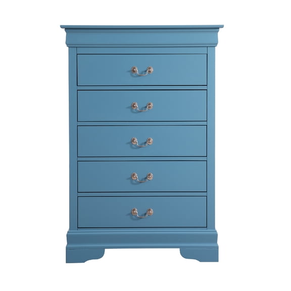 Contemporary Home Living 5-Drawer Wooden Bedroom Chest - 48" - Blue