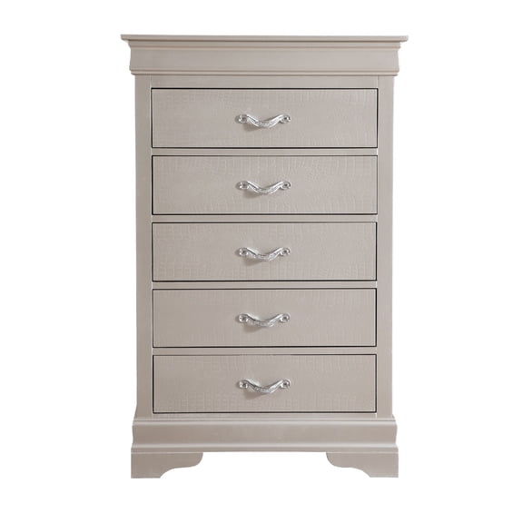 Contemporary Home Living 5-Drawer Wooden Bedroom Chest - 48" - Silver
