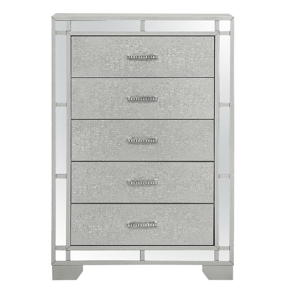 Contemporary Home Living 5-Drawer Wooden Bedroom Chest - 49" - Silver Champagne