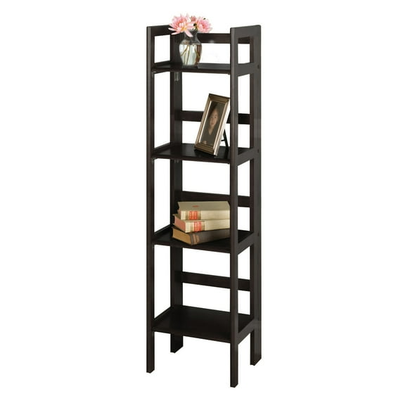 Contemporary Home Living 51.25" Black Elegant Terry Tall 4-Tier Folding Bookcase Shelf