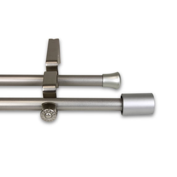 Contemporary Home Living 51" Satin Nickel Solid Contemporary Double Curtain Rod