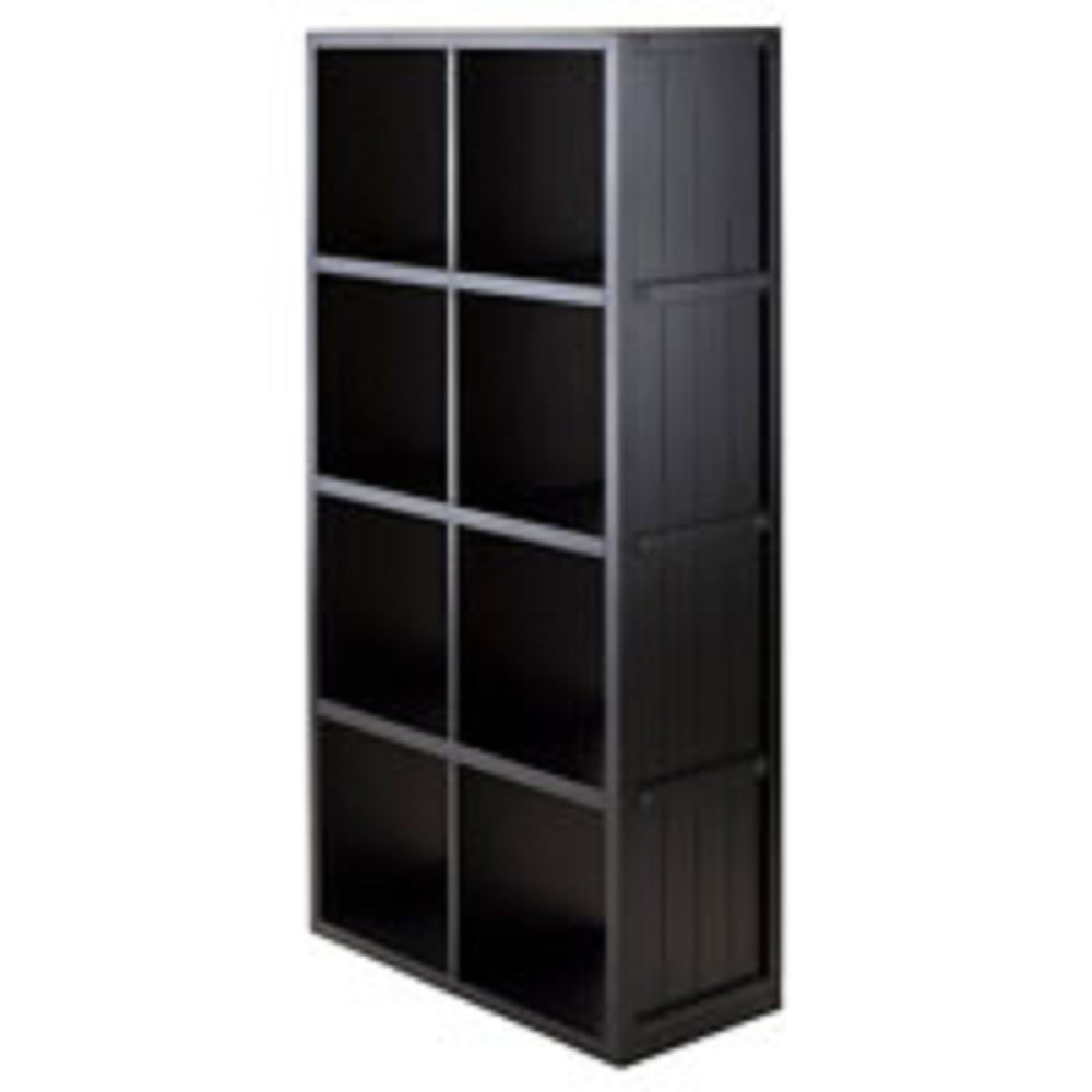 Contemporary Home Living 53” Black Storage Shelf with Wainscoting Panel ...