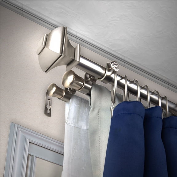 Contemporary Home Living 53" Silver Solid Contemporary Triple Curtain Rod