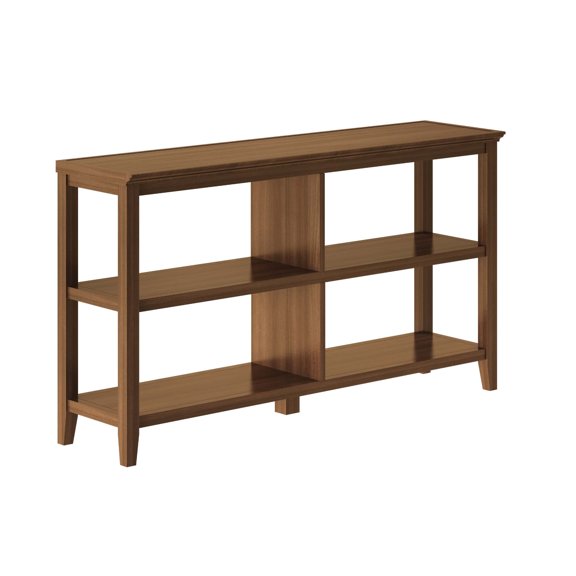 Contemporary Home Living 54" Walnut Brown Solid 2-Tier Low Horizontal Bookcase