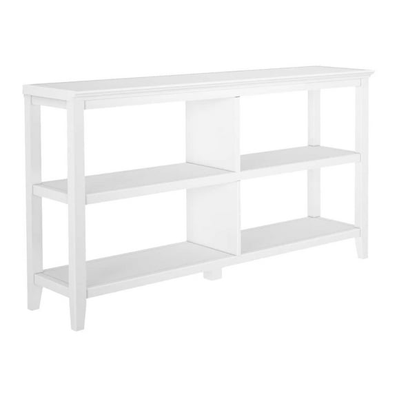 Contemporary Home Living 54" White Solid 2-Tier Low Horizontal Bookcase