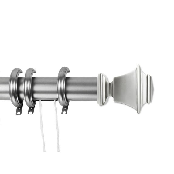 Contemporary Home Living 56.5" Satin Silver Decorative Traverse Rod with G-Shaped Rings