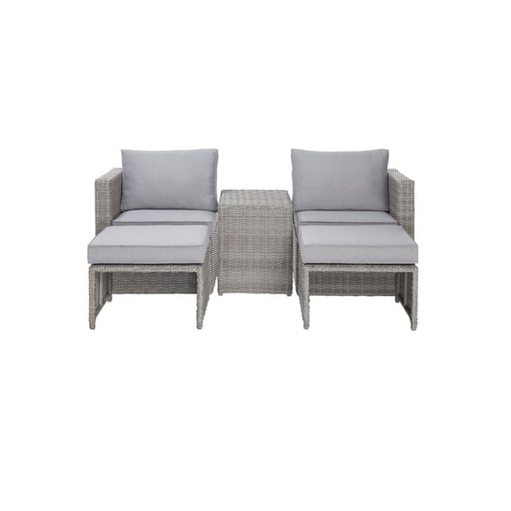 Contemporary Home Living 5pc Chairs with Table and Stools Outdoor Patio Set - 30" - Gray
