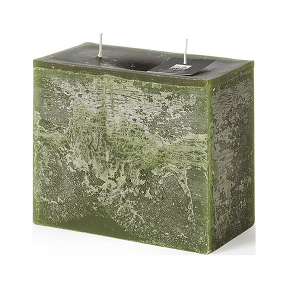 Contemporary Home Living 6.25" Dark Green Rectangular Pillar Wick Wax Candle
