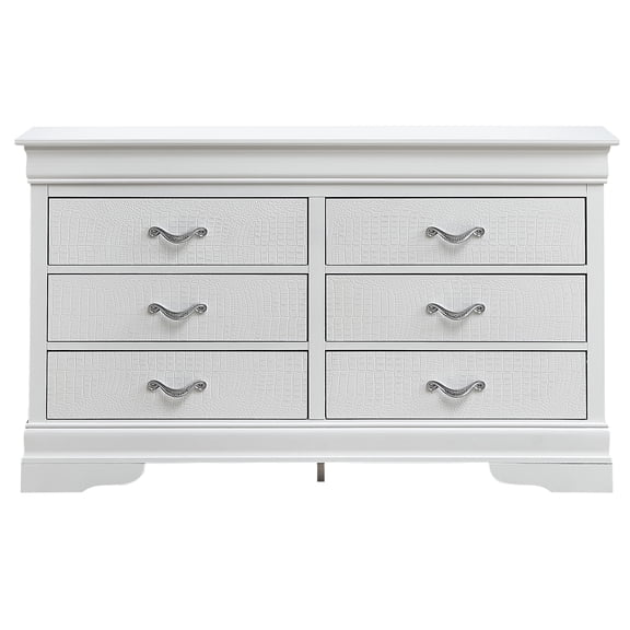 Contemporary Home Living 6-Drawer Wooden Bedroom Chest - 59" - Silver