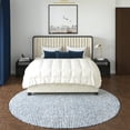 thumbnail image 1 of Laddha Home Designs 6' Hand-Tufted Geometric Checkered Round Area Throw Rug - Navy Blue and Cream, 1 of 7