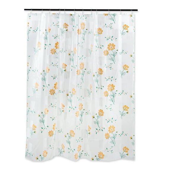 Contemporary Home Living 6' Orange and Green Floral Print Home and Bathroom Essentials Shower