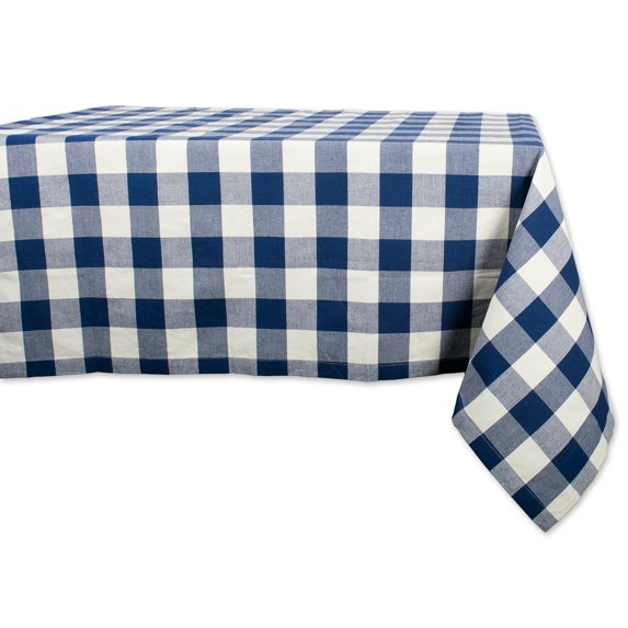 Contemporary Home Living 60" x 104" Navy Blue And White Buffalo Checkered Rectangular Tablecloth