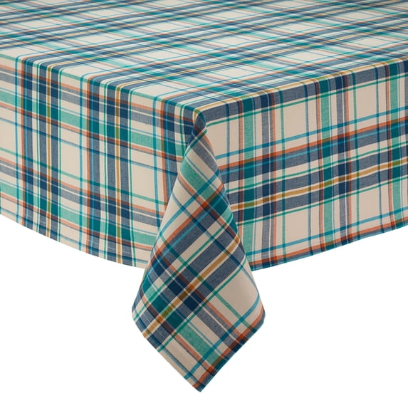 Contemporary Home Living 60" x 84" Blue and White Rectangle Cotton Tablecloth