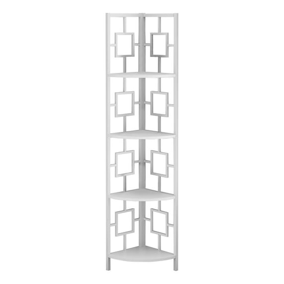 Contemporary Home Living 61.5" White Contemporary Corner Etagere Bookcase
