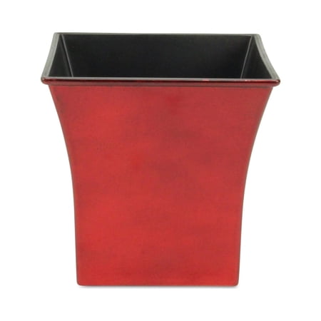 Contemporary Home Living 7.25" Red and Black Tapered Square Planter