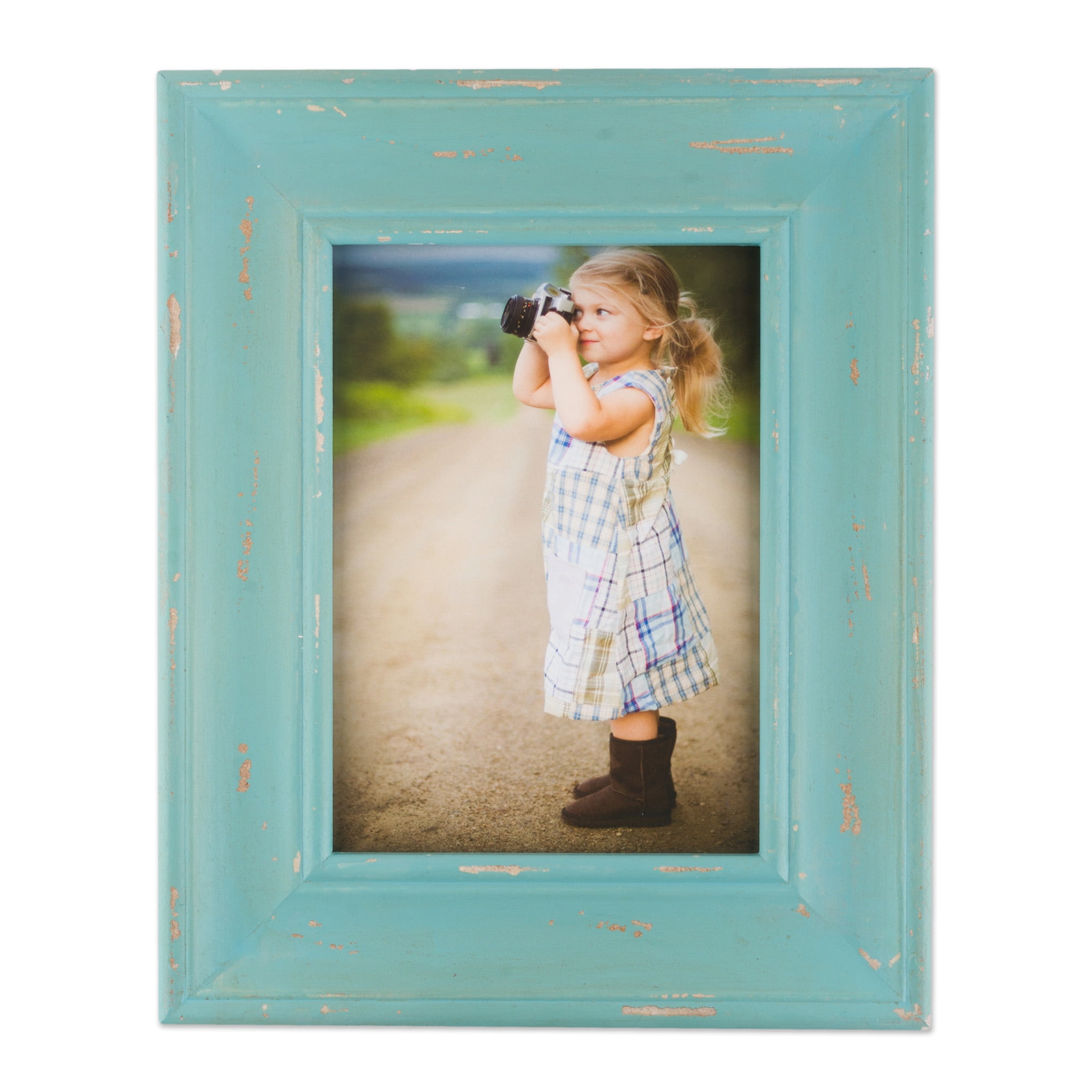 GraduationMall 5x7 Wood Picture Frames,Display Photos 4x6 with Mat or 5x7  Without Mat,Real Glass,Wall or Tabletop Display,Rustic White Set of 2