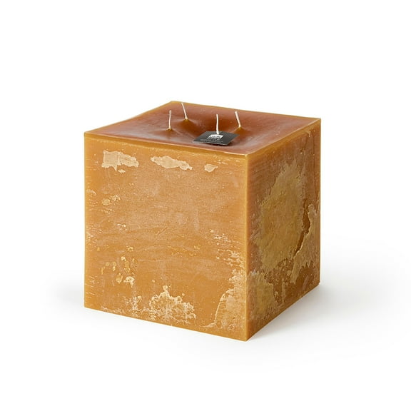 Contemporary Home Living 7.75" Chamois Square Classic Finish 4-Wick Pillar Candle