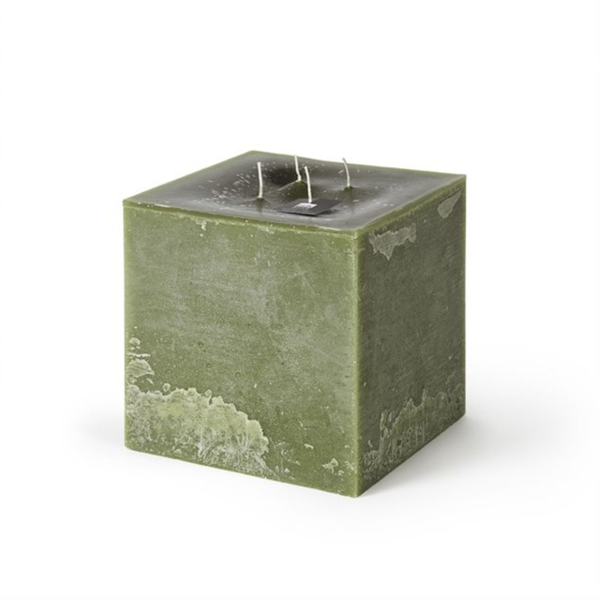 Evergreen Glow 7.75" Dark Green Hand-Poured Square Pillar Candle