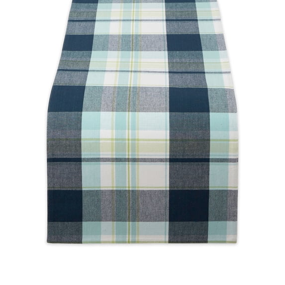 Contemporary Home Living 72" Navy and Denim Blue Rectangular Plaid Table Runner