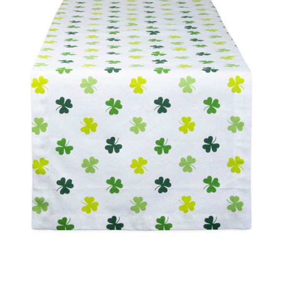 Contemporary Home Living Shamrock St. Patrick's Day Cotton Table Runner - 72" - White and Green