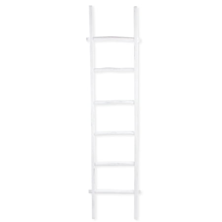 Contemporary Home Living 76.25" Rustic White Handcrafted Six Rung Decorative Ladder