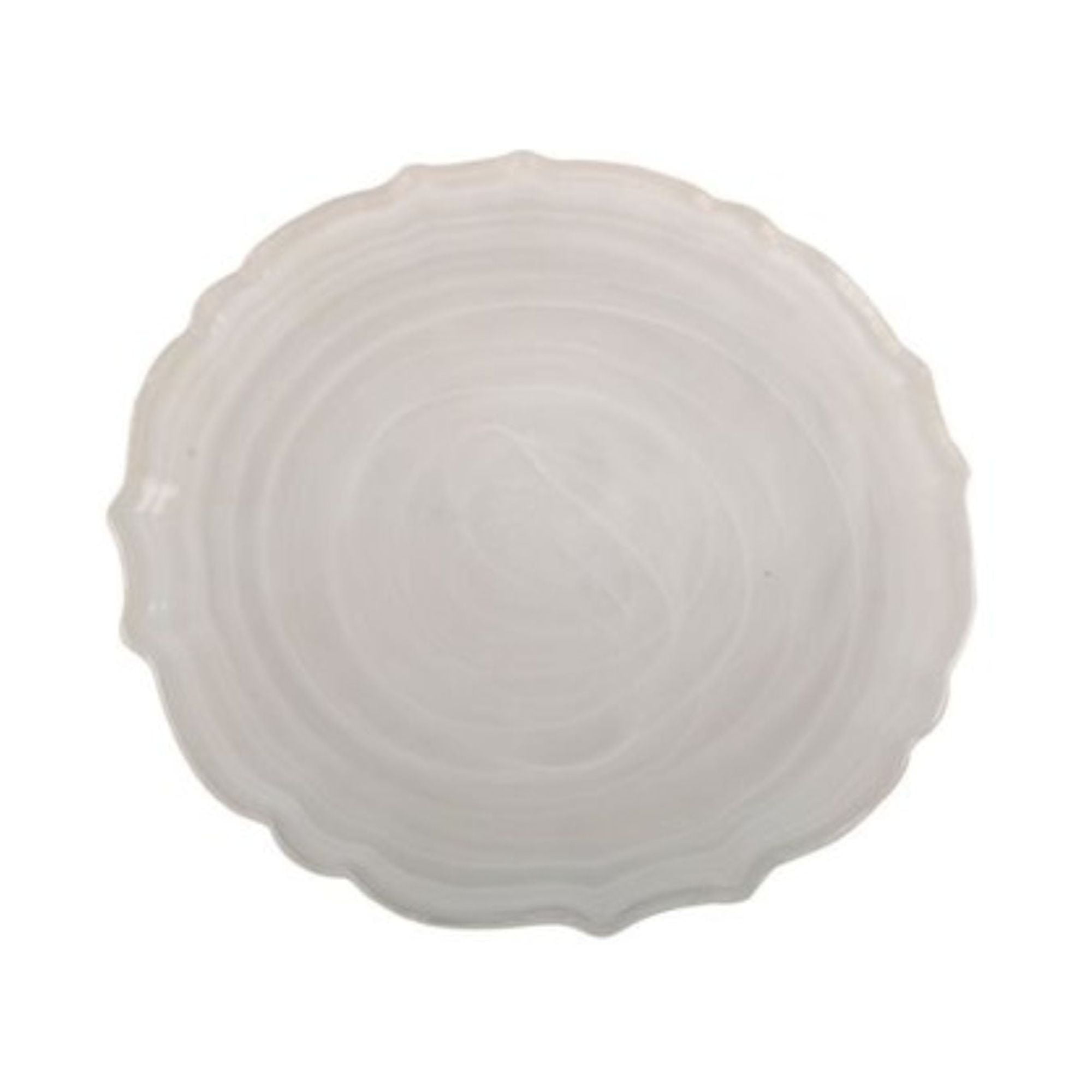 8" Alabaster White Round Swirl Glass Salad Plate