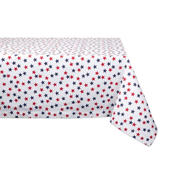 Contemporary Home Living Americana Stars Printed Rectangular Tablecloth - 84" - White and Blue