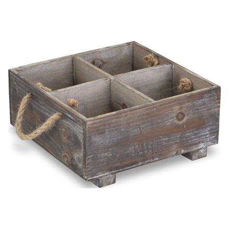 Contemporary Home Living 9.5" Brown 4 Section Square Garden Planter with Rope Handle