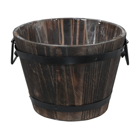 Contemporary Home Living 9.75" Brown and Black Round Bucket with Side Handles