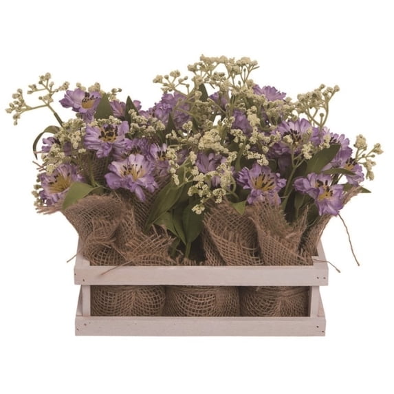 Contemporary Home Living 9" Lavender and White Artificial Easter Flowers in Crate