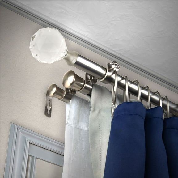 Contemporary Home Living 90" Silver Solid Contemporary Triple Curtain Rod