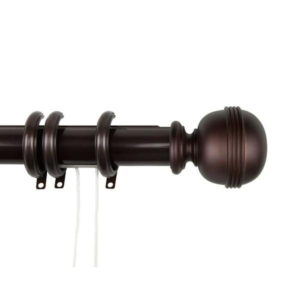 91.5" Cocoa Brown Decorative Traverse Rod with G-Shaped Rings